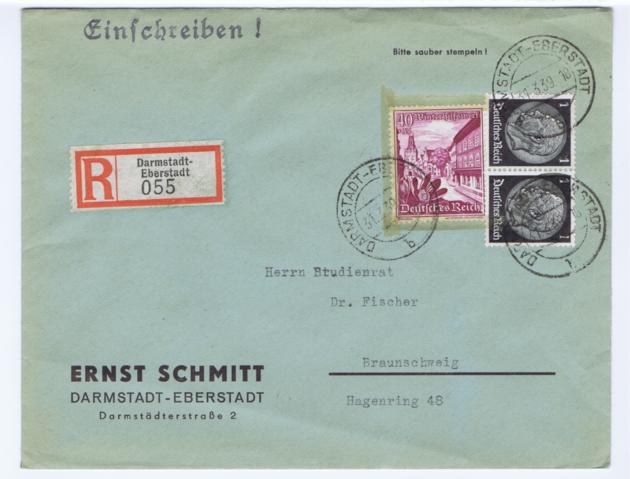 Mi. 759 u.a., R-Darmstadt-Eberstadt, 31.3.39, AKS