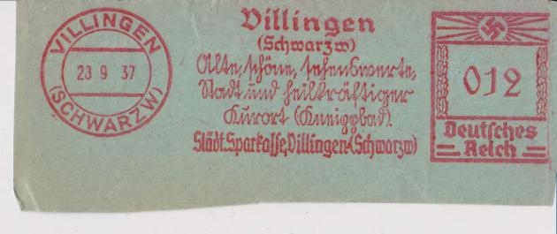 AFS-Ausschnitt,  Villingen/Schwarzw., Sparkasse, 28.9.37