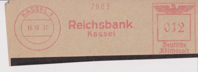 AFS-Ausschnitt, Kassel,  Reichsbank, 16.10.37