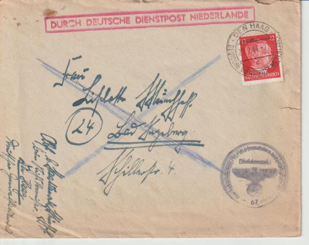 DDP Niederlande, Mi. 788 Den Haag, 21.2.44, DS Der Reichskommissar für die besetzten niederländischen Gebiete
