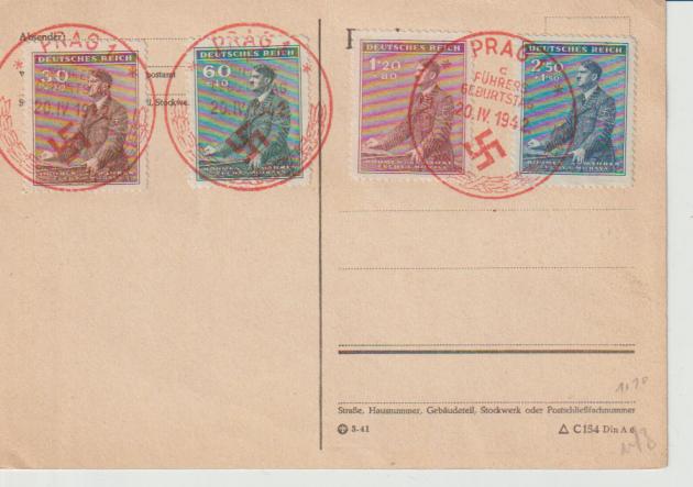 85/88, Prag, SST Führers Geburtstag, 20 IV. 42, auf Vorlagenkarte