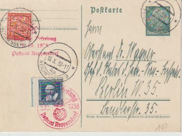 Reichenbach/ Postamt Ruppersdorf, DR-Karte, NST Tag der Befreiung 3.10.38 nach Berlin, 15.X.38, seltener Bedarf