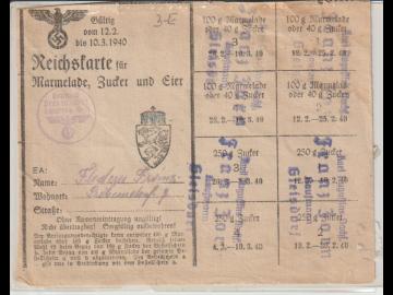 Reichskarte für Mamelade, Zucker und Eier, 1940, Gleisdorf