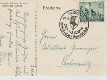 SST, Aussig, 1.10.40, Mitteldeutsche Kolonialtage, Mi. 740, AK Deutsche Südsee